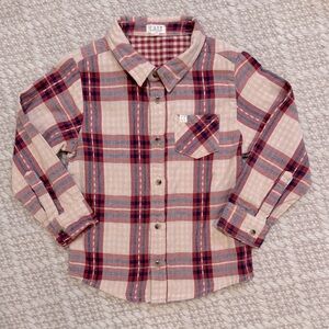 Lali Kids - Boy’s Plaid Button-Down Shirt - Beige, Red & Blue - Size: 6